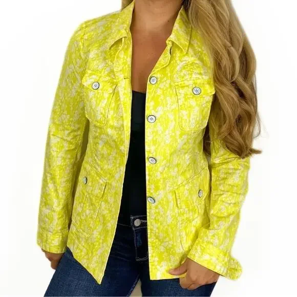 CAbi Jacket Daisy Yellow Floral Preppy Nautical Yacht Country Club Vacation - Picture 8 of 8